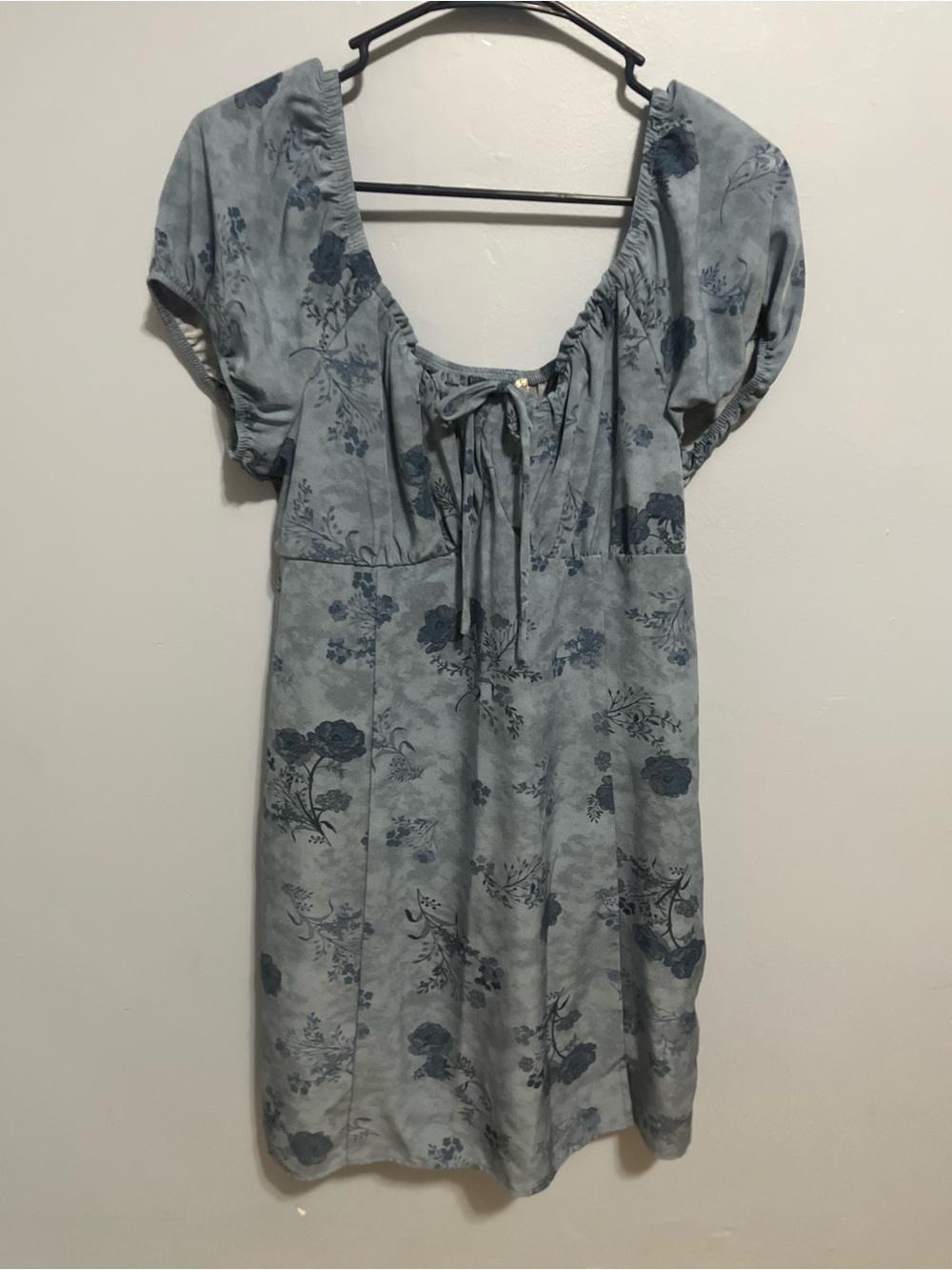 Pink Republic Dusty Blue Floral Tie-Front Mini Dress